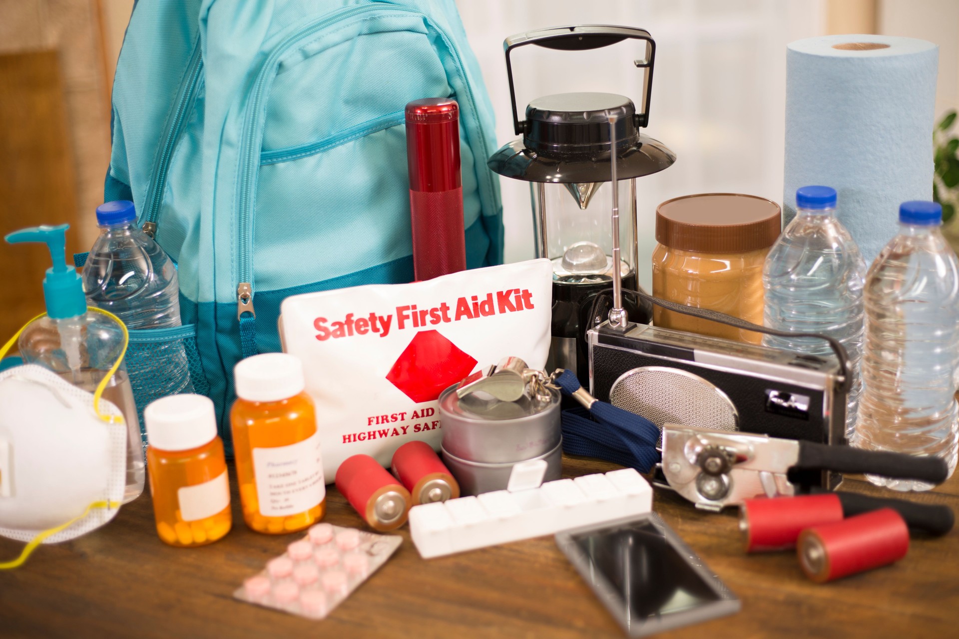 Emergency preparedness natural disaster supplies.